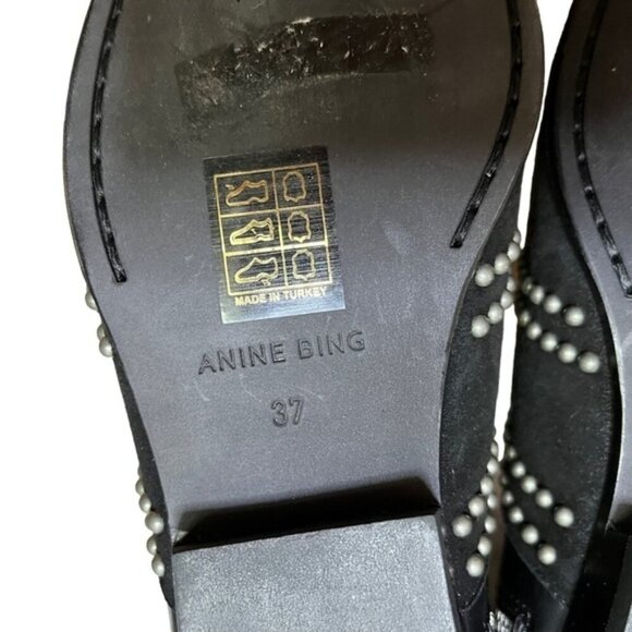 Anine Bing Low Charlie Suede Leather Studded Boot Women Size 37 - Picture 9 of 11